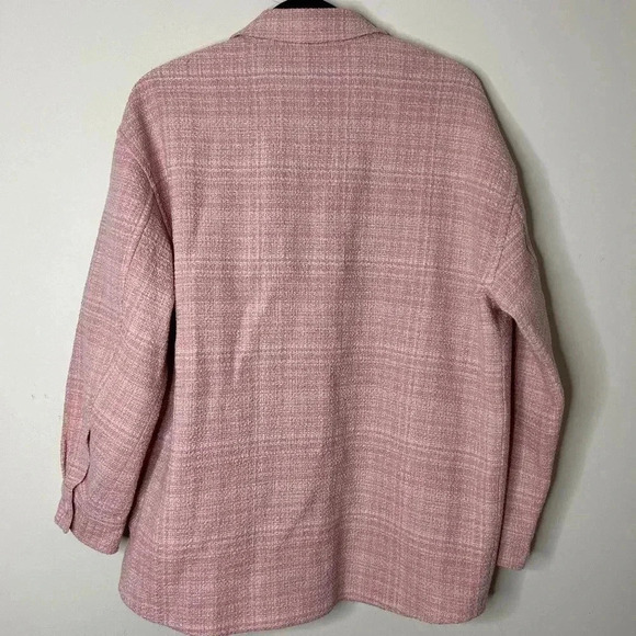 Aritzia Babaton Shacket Joan Shirt Jacket Oversized Linen Tweed Pink Plaid 2 - Picture 12 of 16